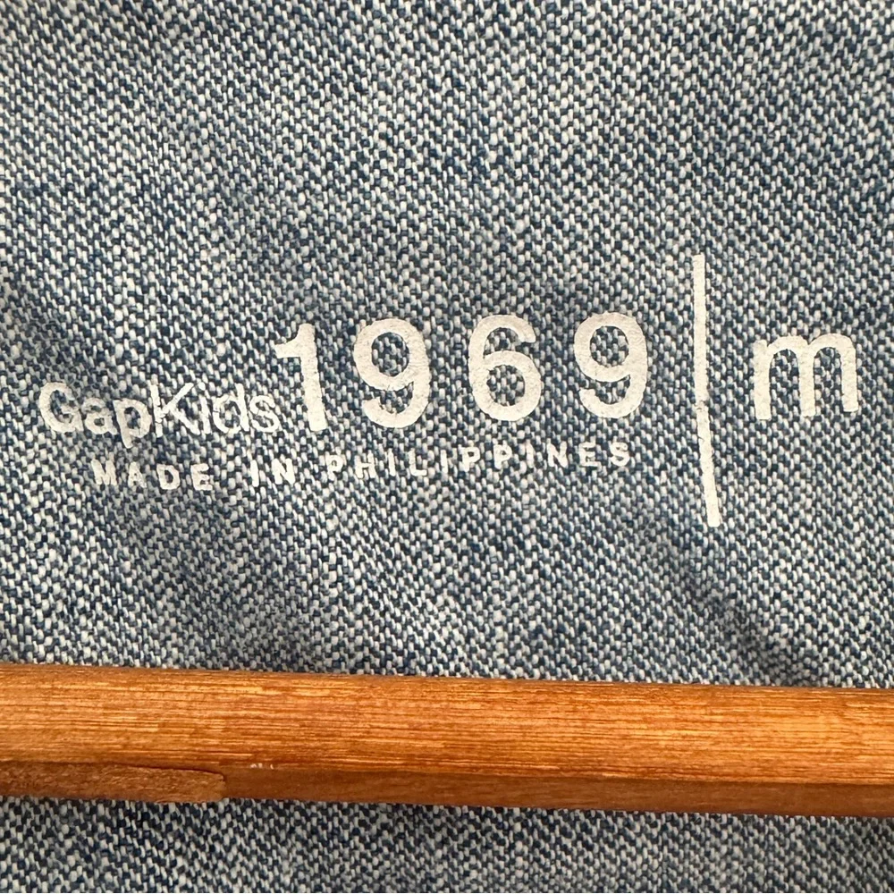 Gap Kids 1969‎ Denim Embroidered Boho Guitar Button Jean Jacket | Sz M, retro